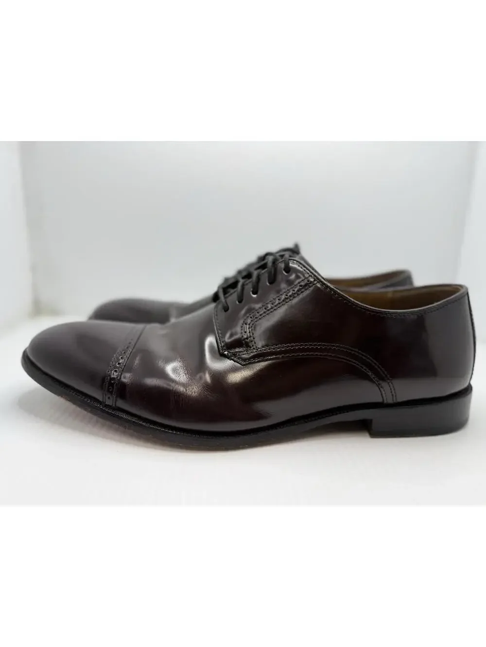 Mens 13 D/B Johnston & Murphy Melton Cap-Toe Shoes Burgundy Leather Oxford Dress